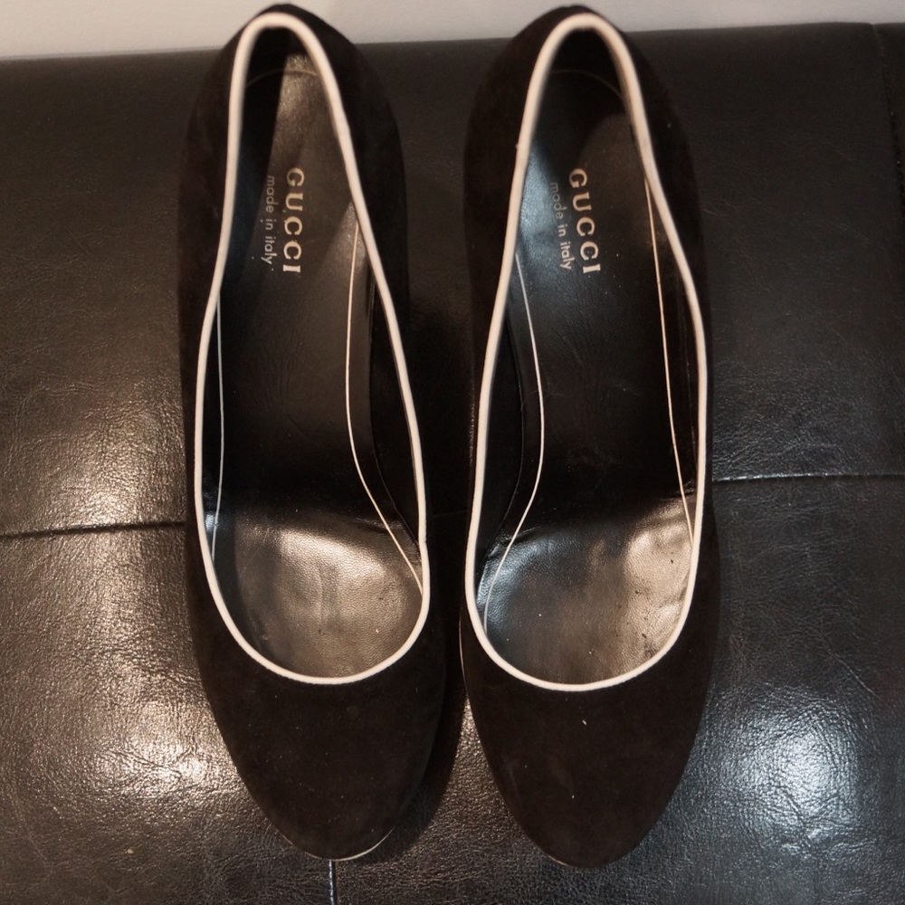 Gucci Suede Platform Pump Black/White - Picture 4 of 9